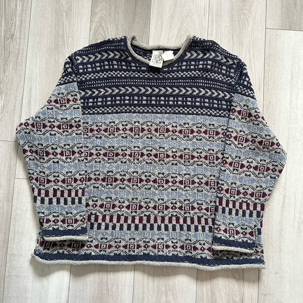 Vintage Cotton Country Knit Made In Canada Size XL